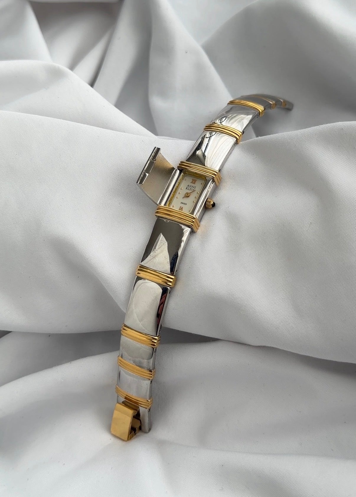 Silver & Gold - Vintage Hidden Dial Bracelet Watch (1990s)