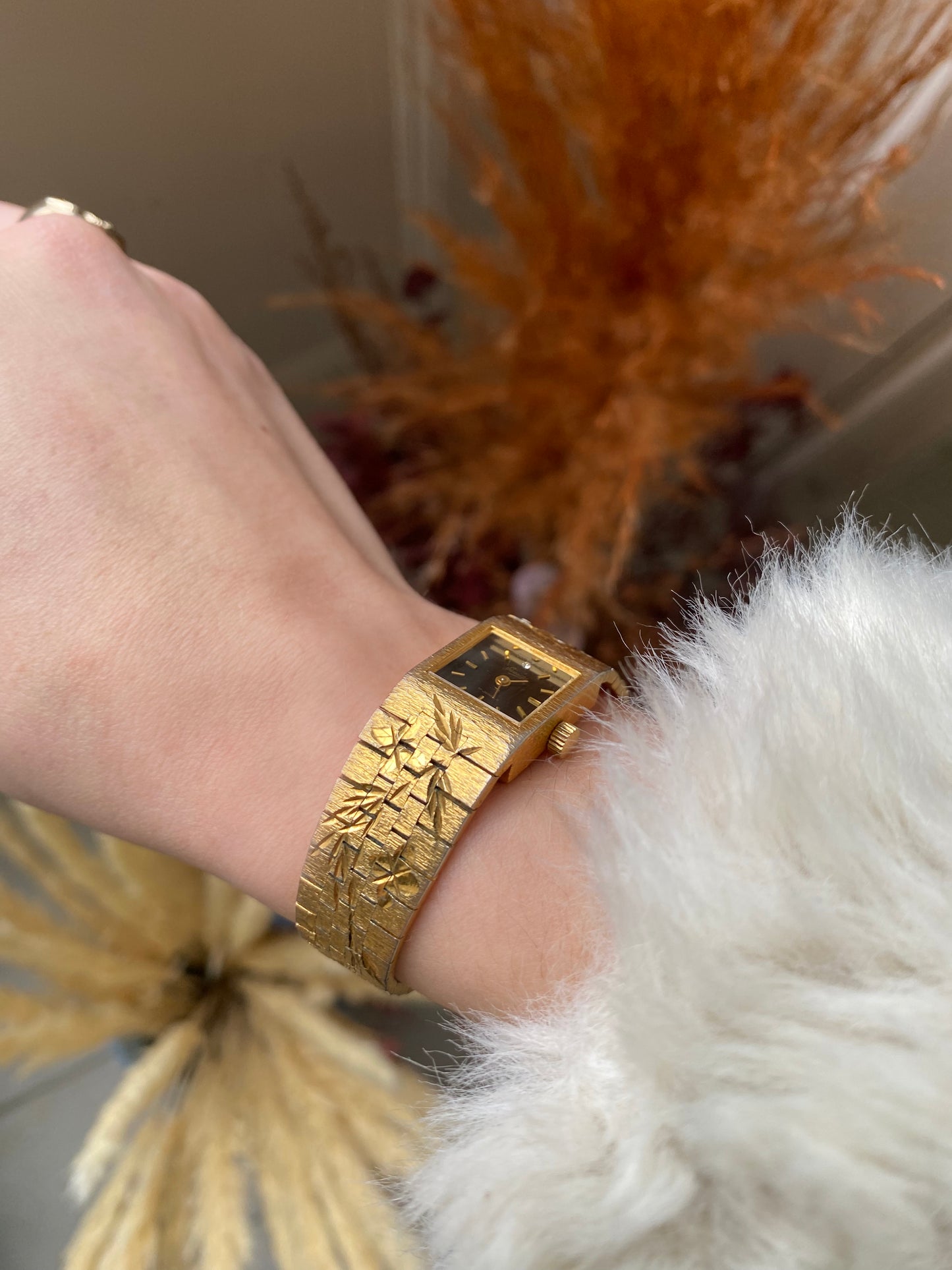 Gold Plated Floral Diamond Watch