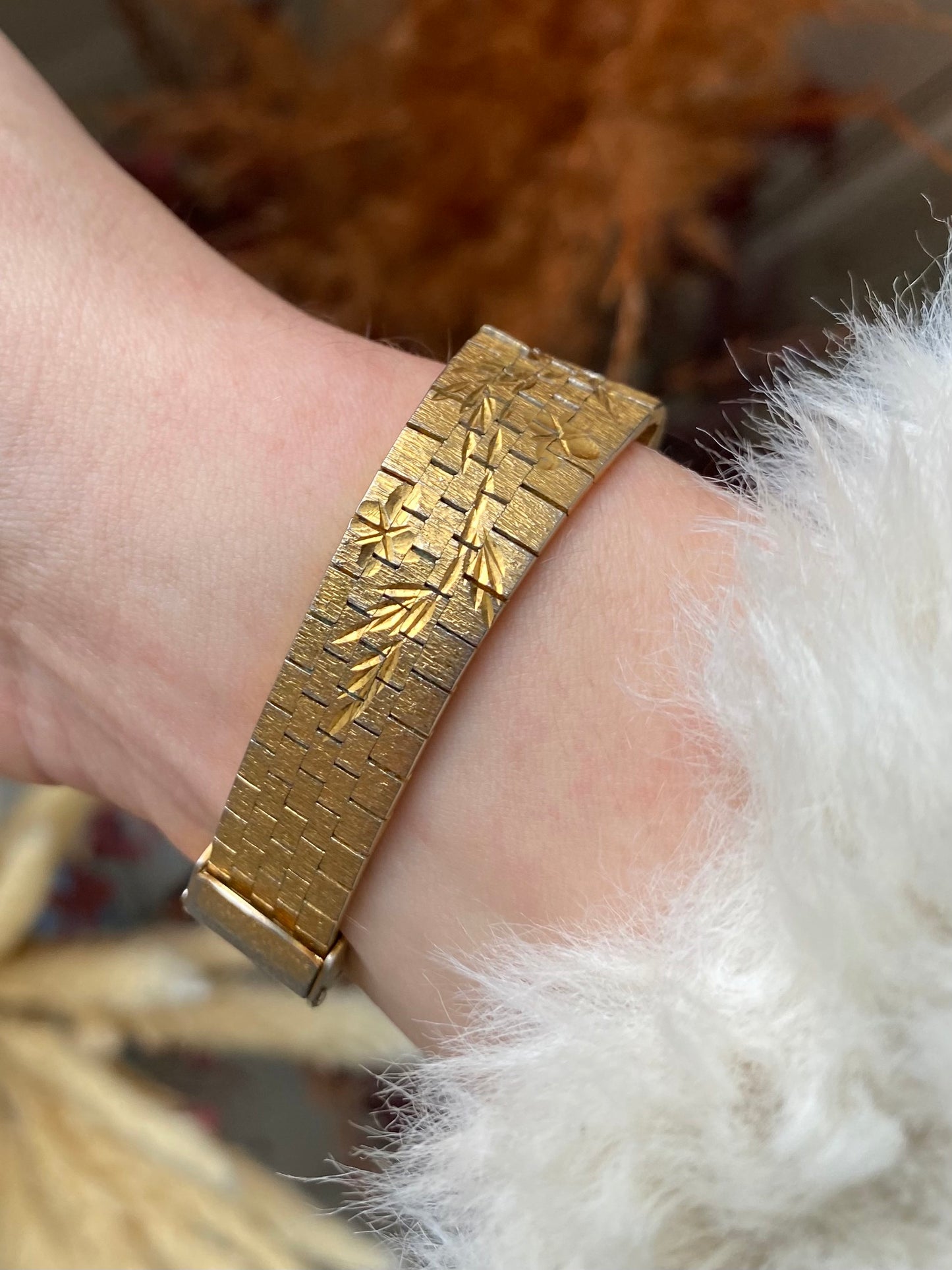Gold Plated Floral Diamond Watch