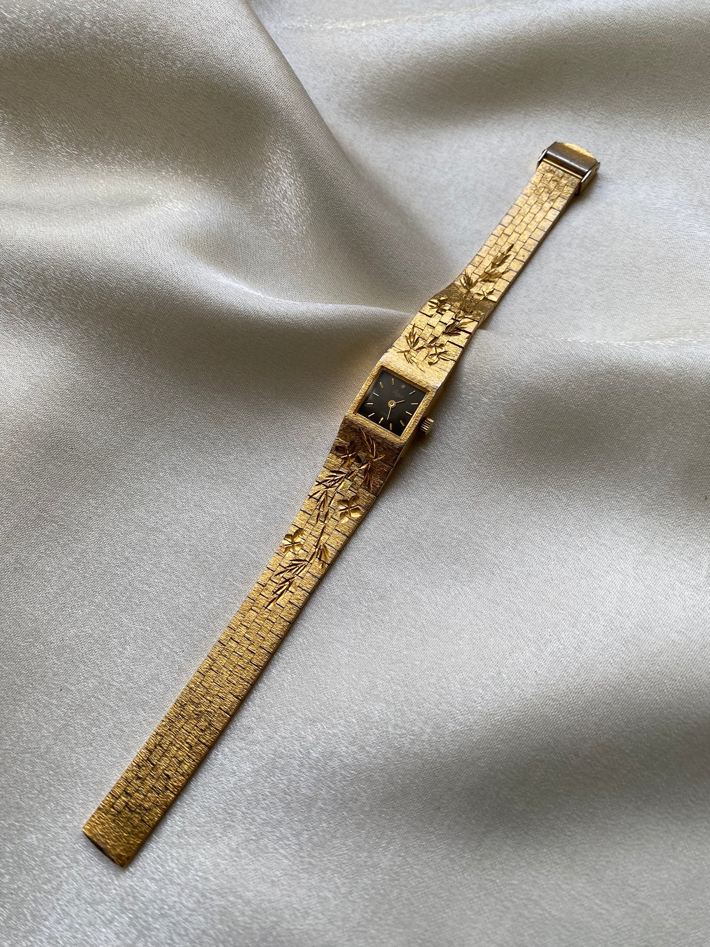 Gold Plated Floral Diamond Watch