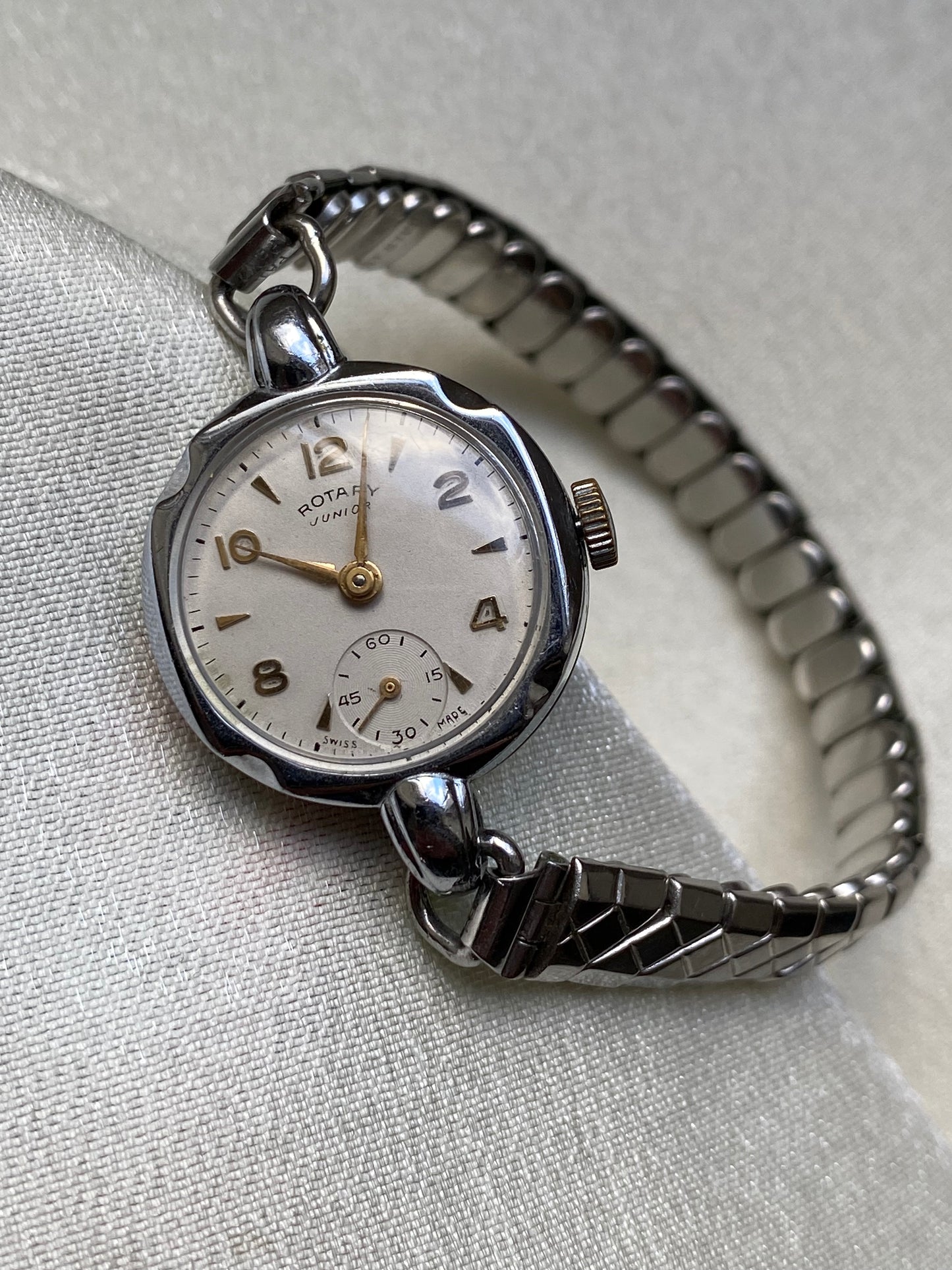 Vintage 1950s Silver Plated Rotary Watch