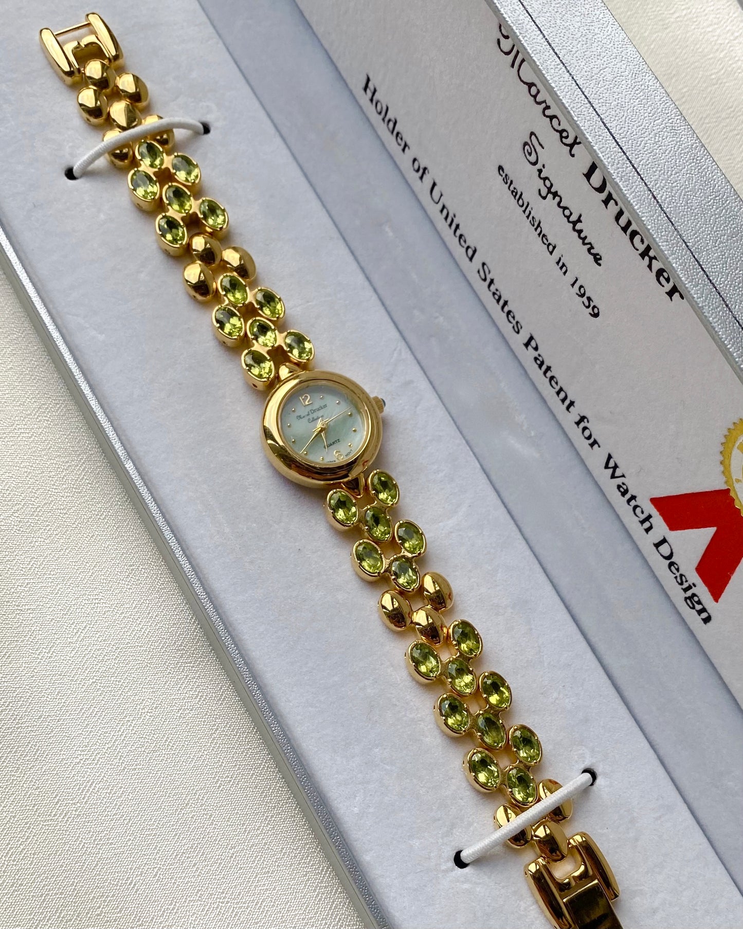 Gold - Green Peridot Gemstone Watch