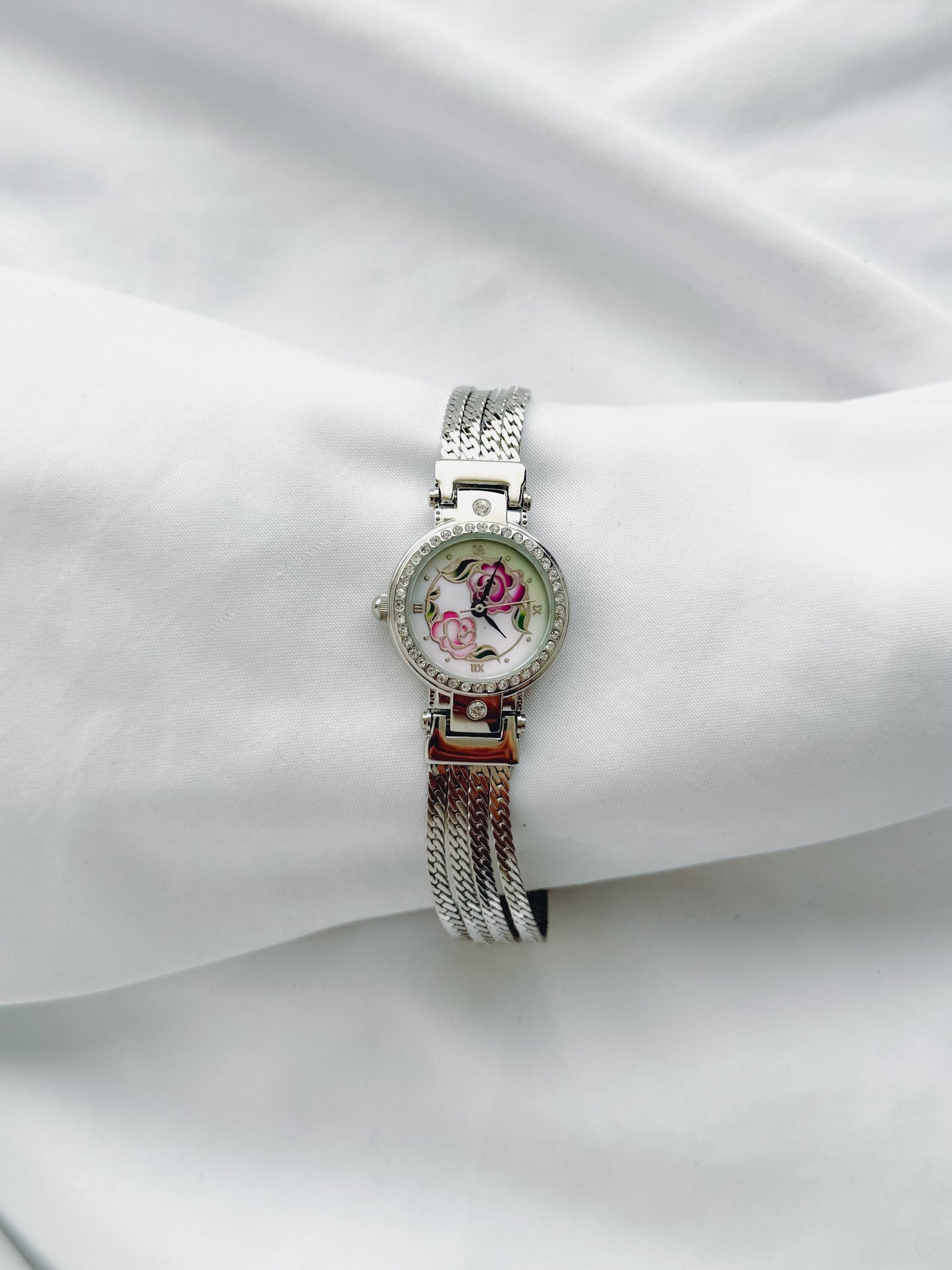 Silver - Marcel Drucker Floral Dial Watch