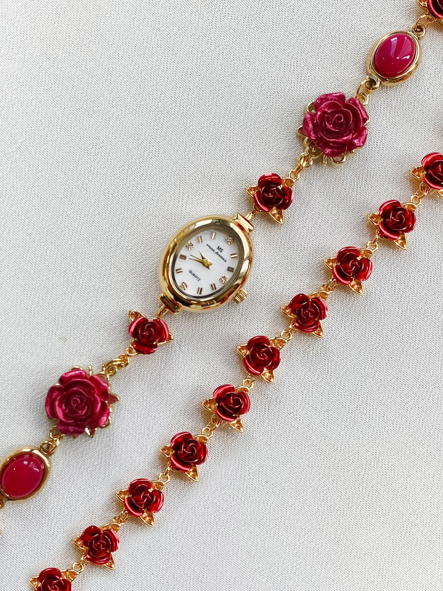 Gold Watch with Matching Rose Bracelet