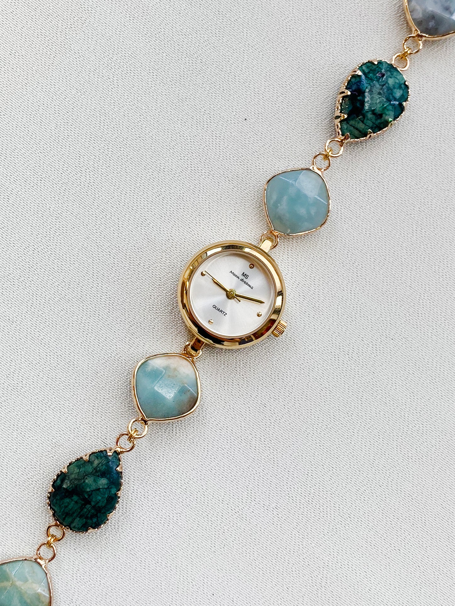 Gold - Amazonite Gemstone Watch