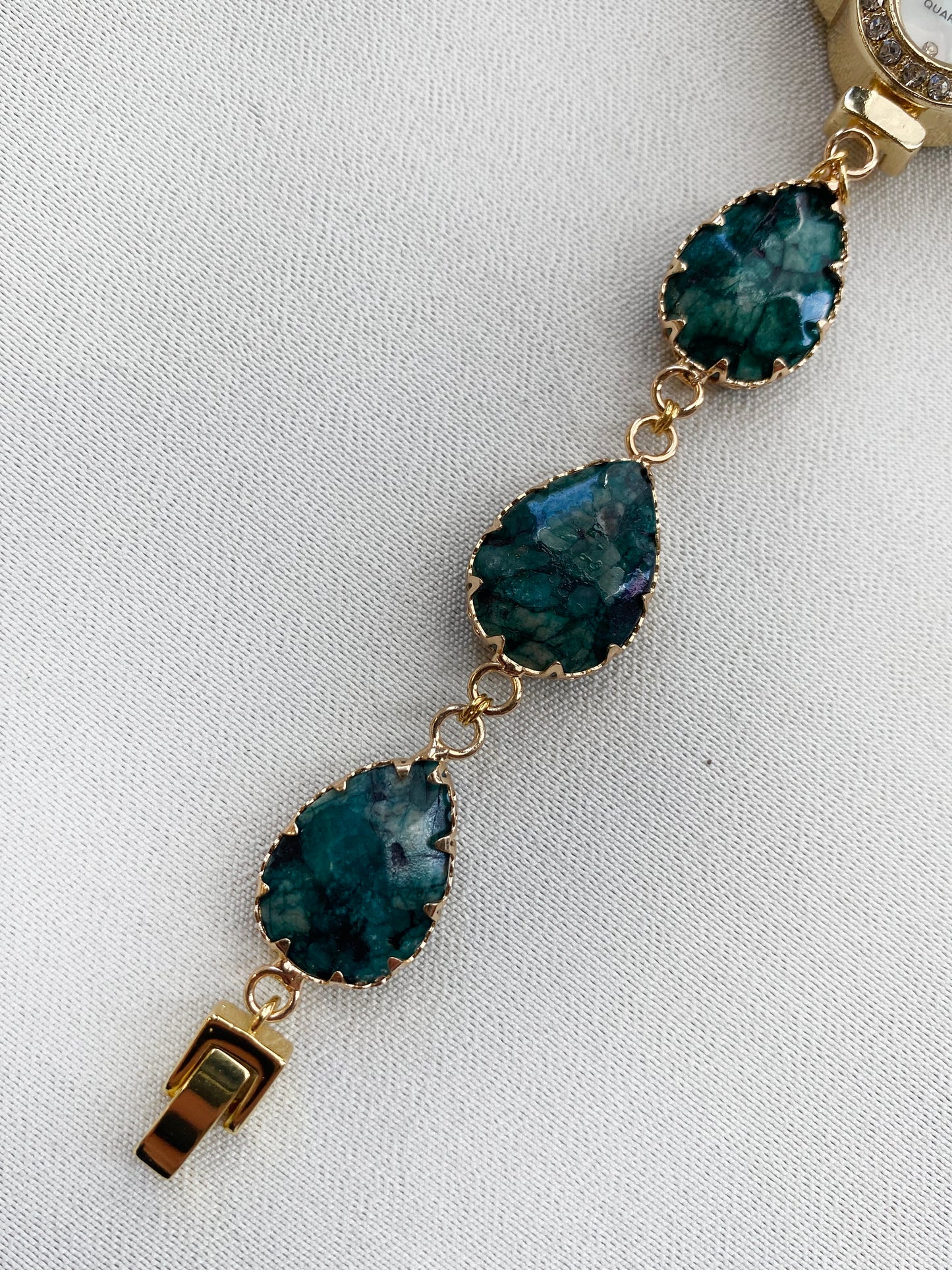 Gold - Spruce Green Gemstone Watch