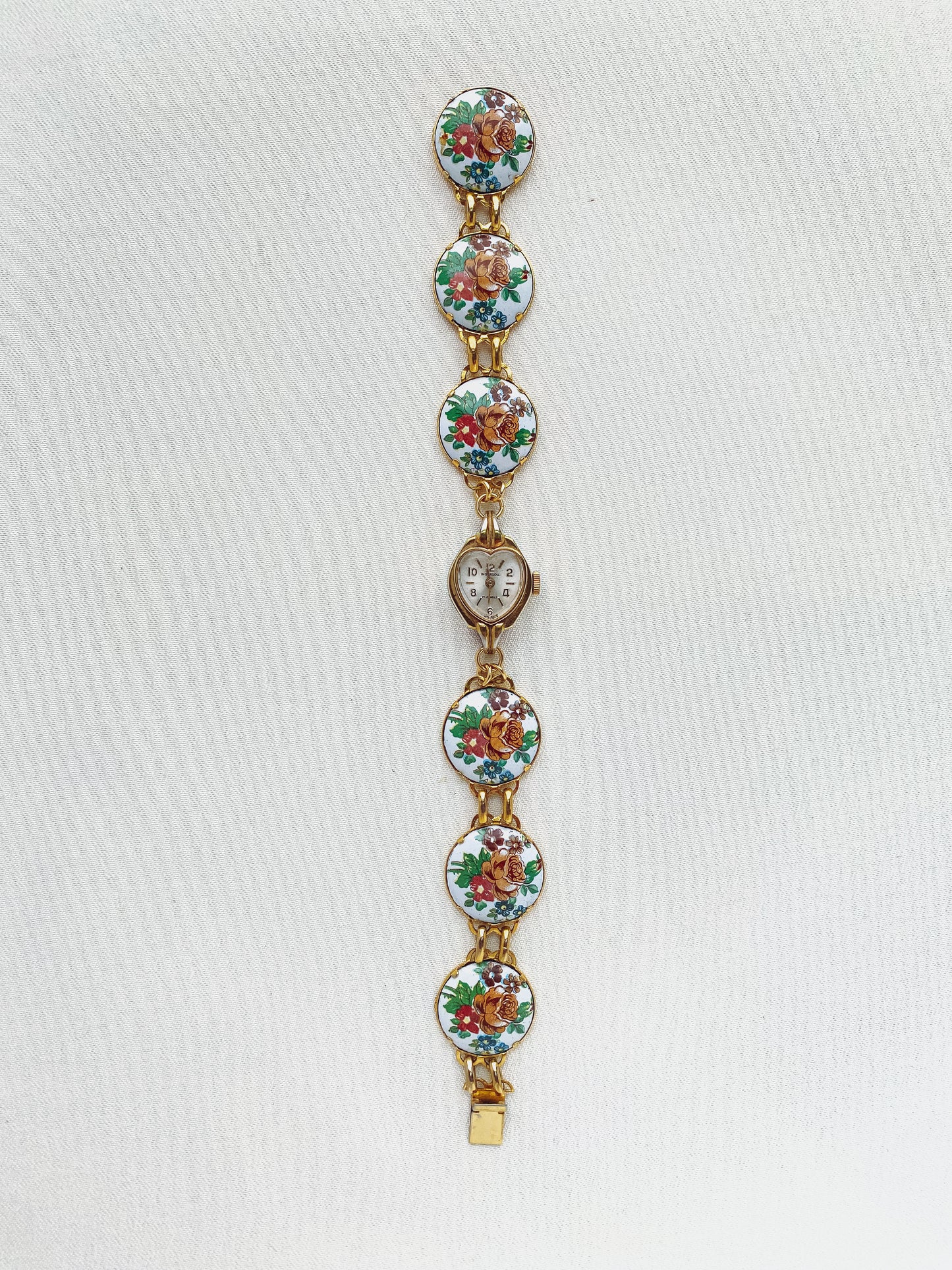 Very Rare Porcelain Floral Panel Watch