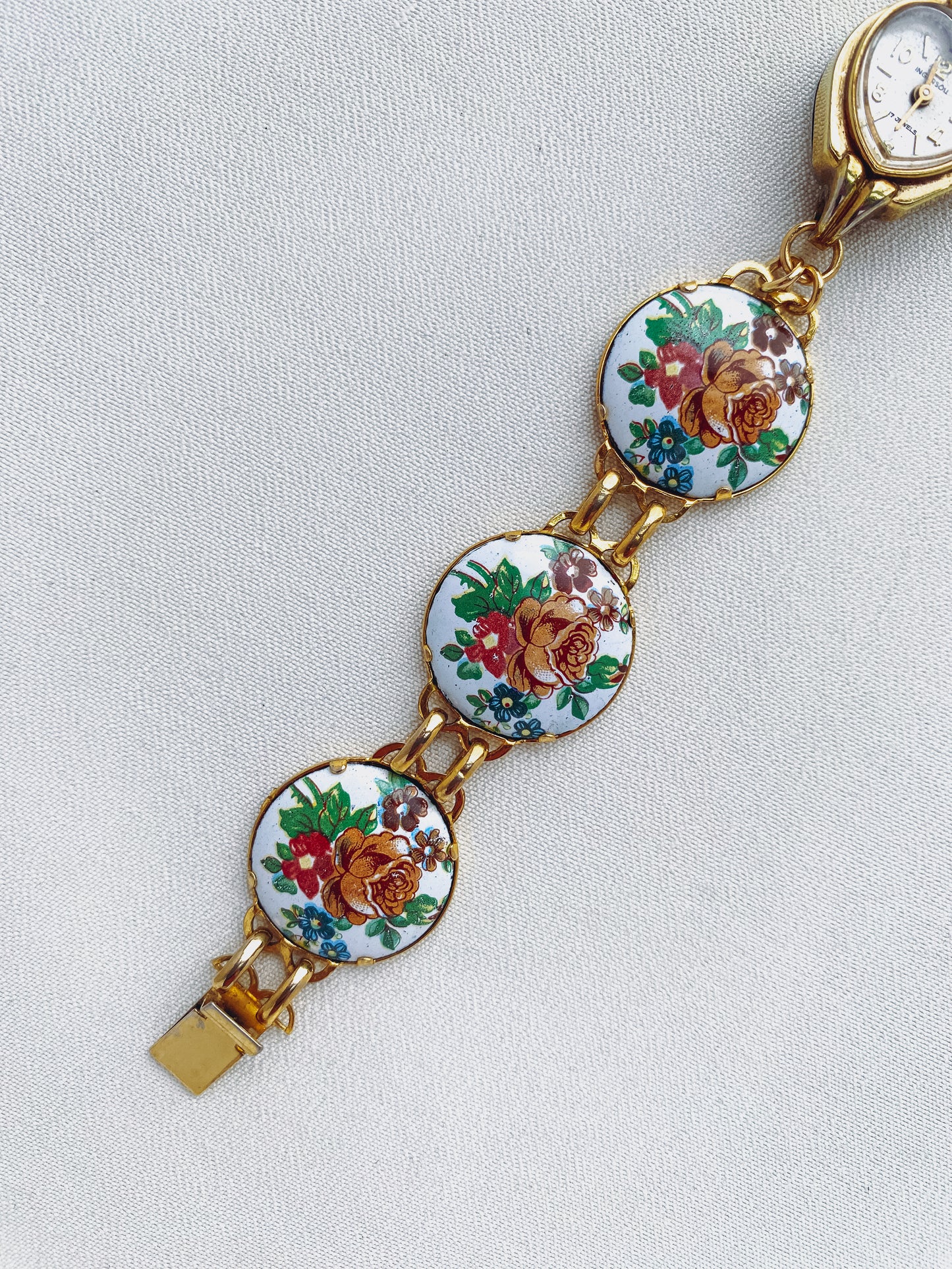 Very Rare Porcelain Floral Panel Watch