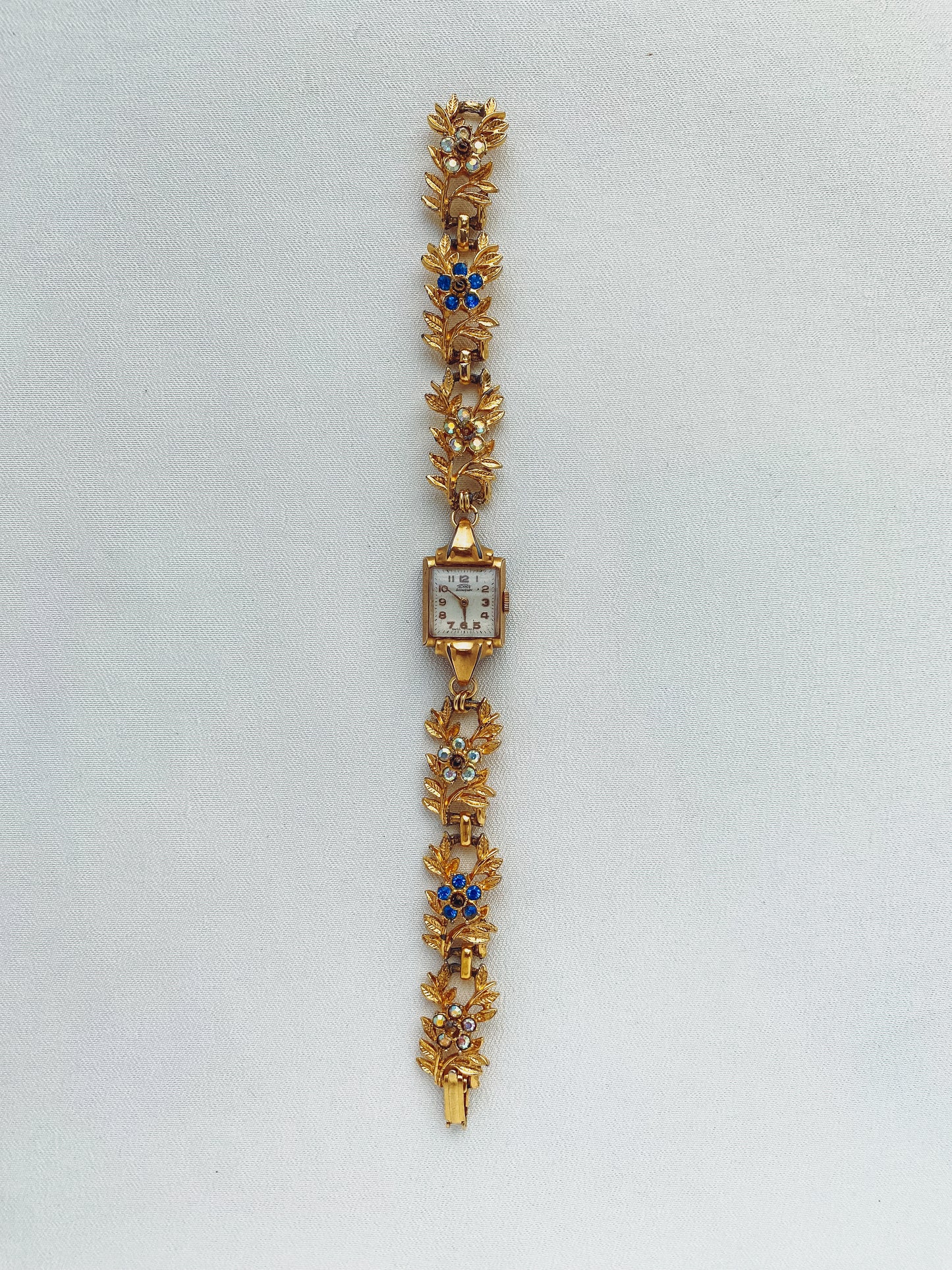 Gold - Leaf & Blue Crystal Watch