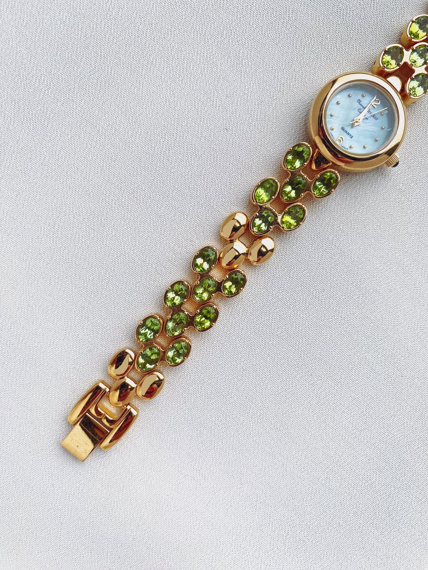 Gold - Green Peridot Gemstone Watch