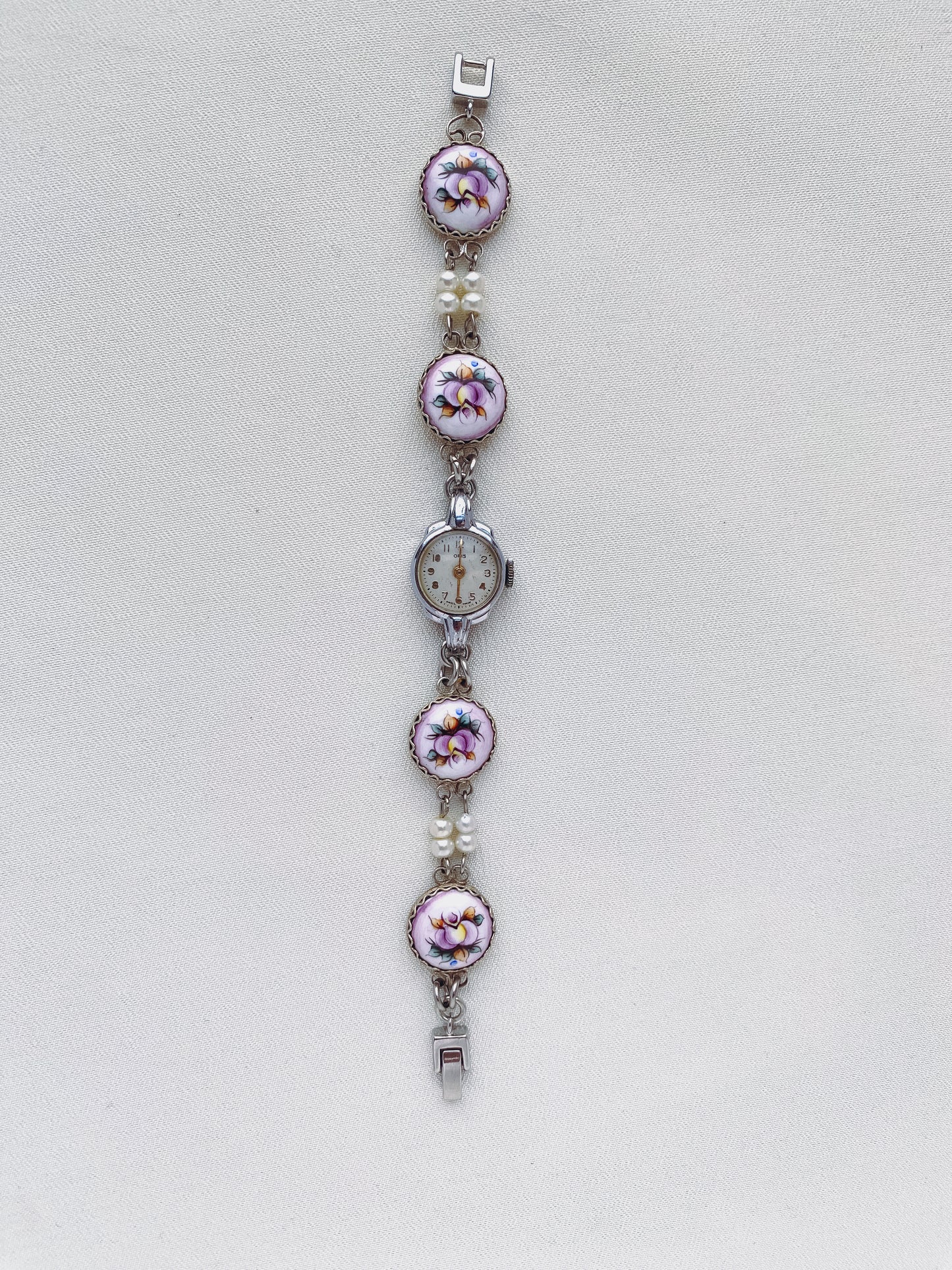 Rare Hand-painted Porcelain & Pearl Watch