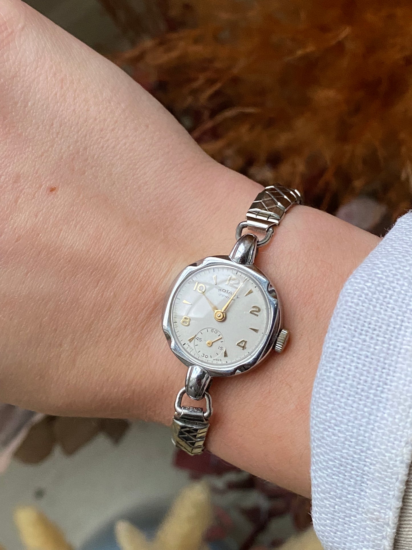 Vintage 1950s Silver Plated Rotary Watch