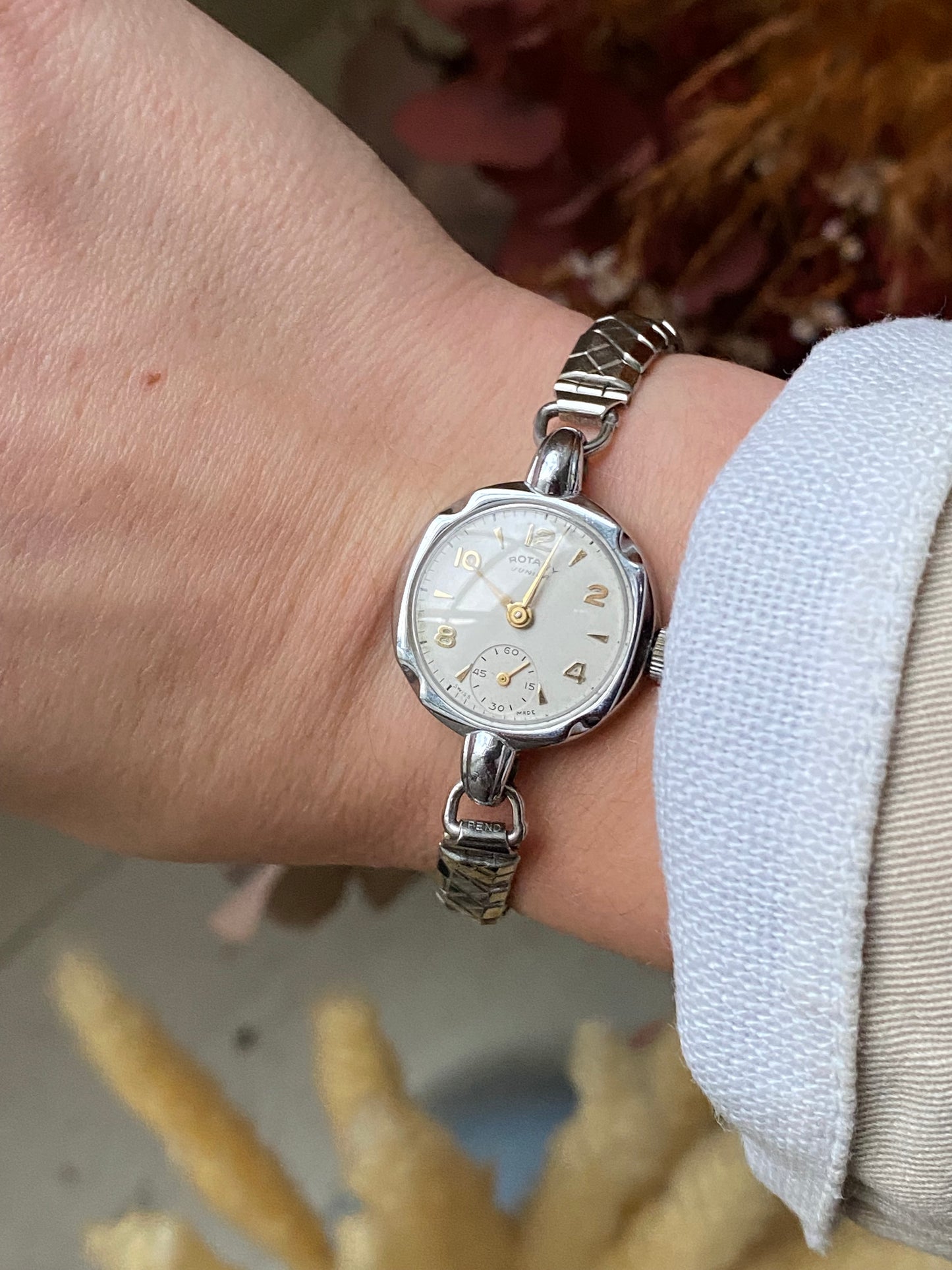 Vintage 1950s Silver Plated Rotary Watch