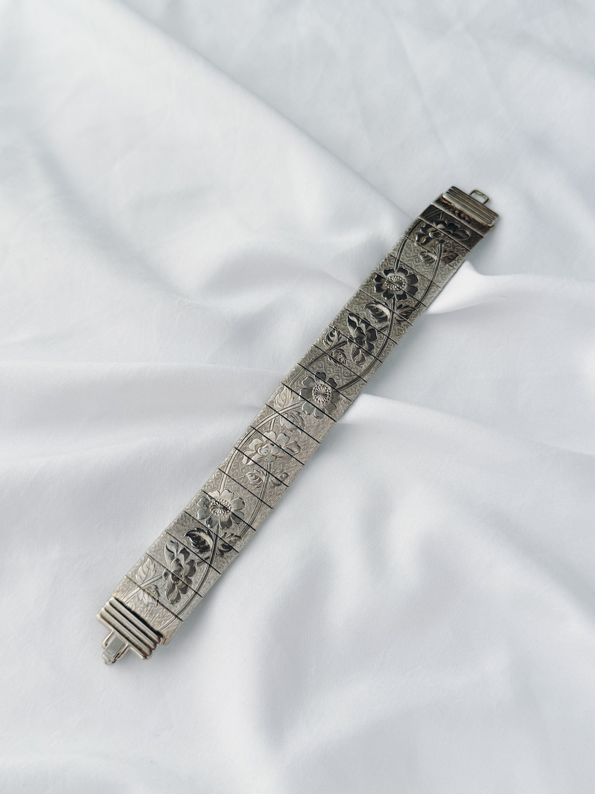 Silver - Engraved Floral Bracelet (1960s)