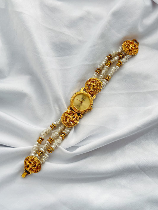 Gold - Vintage Pearl Bracelet Watch