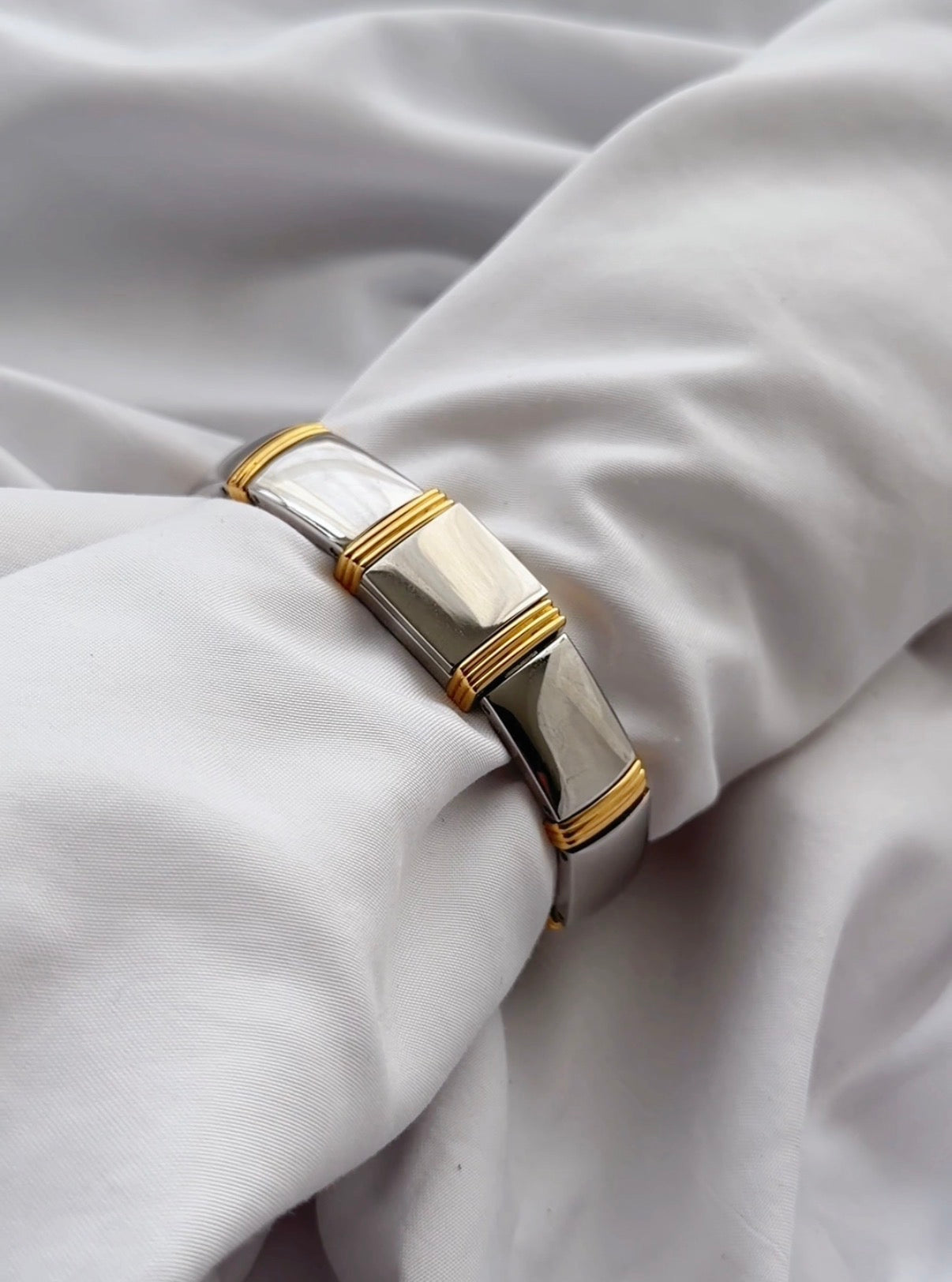 Silver & Gold - Vintage Hidden Dial Bracelet Watch (1990s)