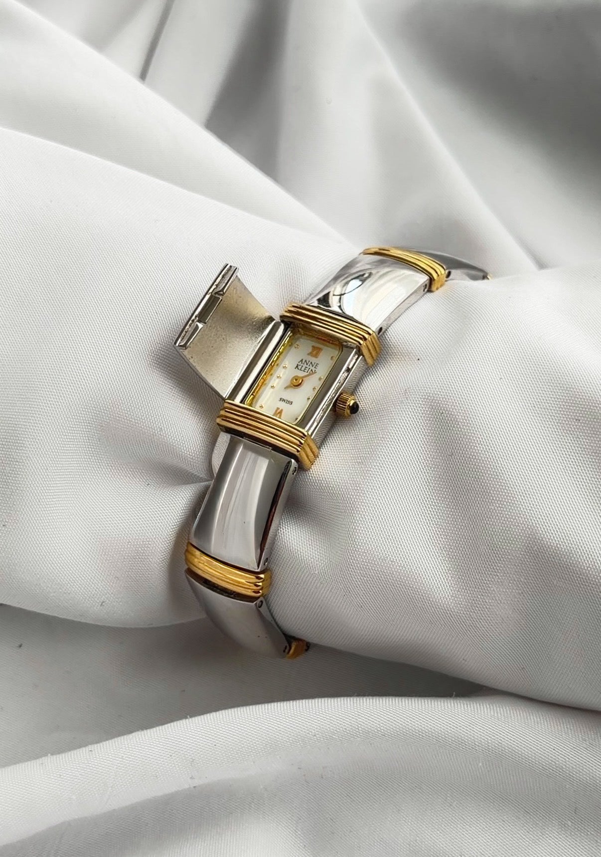 Silver & Gold - Vintage Hidden Dial Bracelet Watch (1990s)