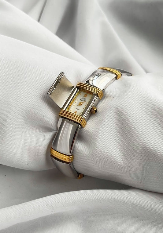 Silver & Gold - Vintage Hidden Dial Bracelet Watch (1990s)