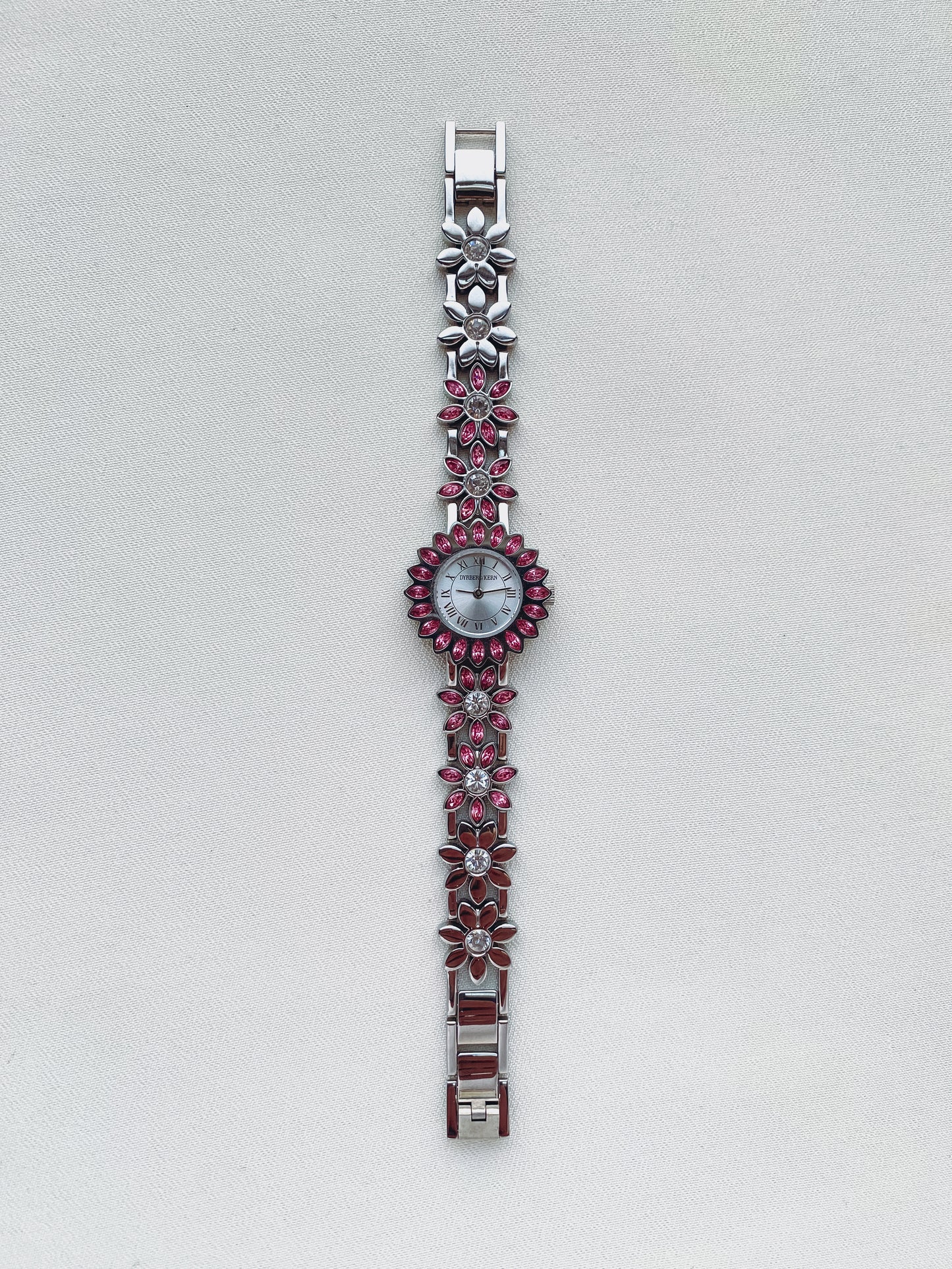 Silver - Pink Gemstone Watch