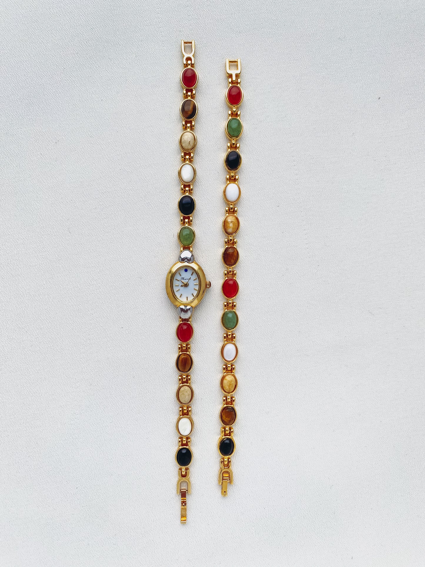 Gold - Colorful Gemstone Watch & Bracelet