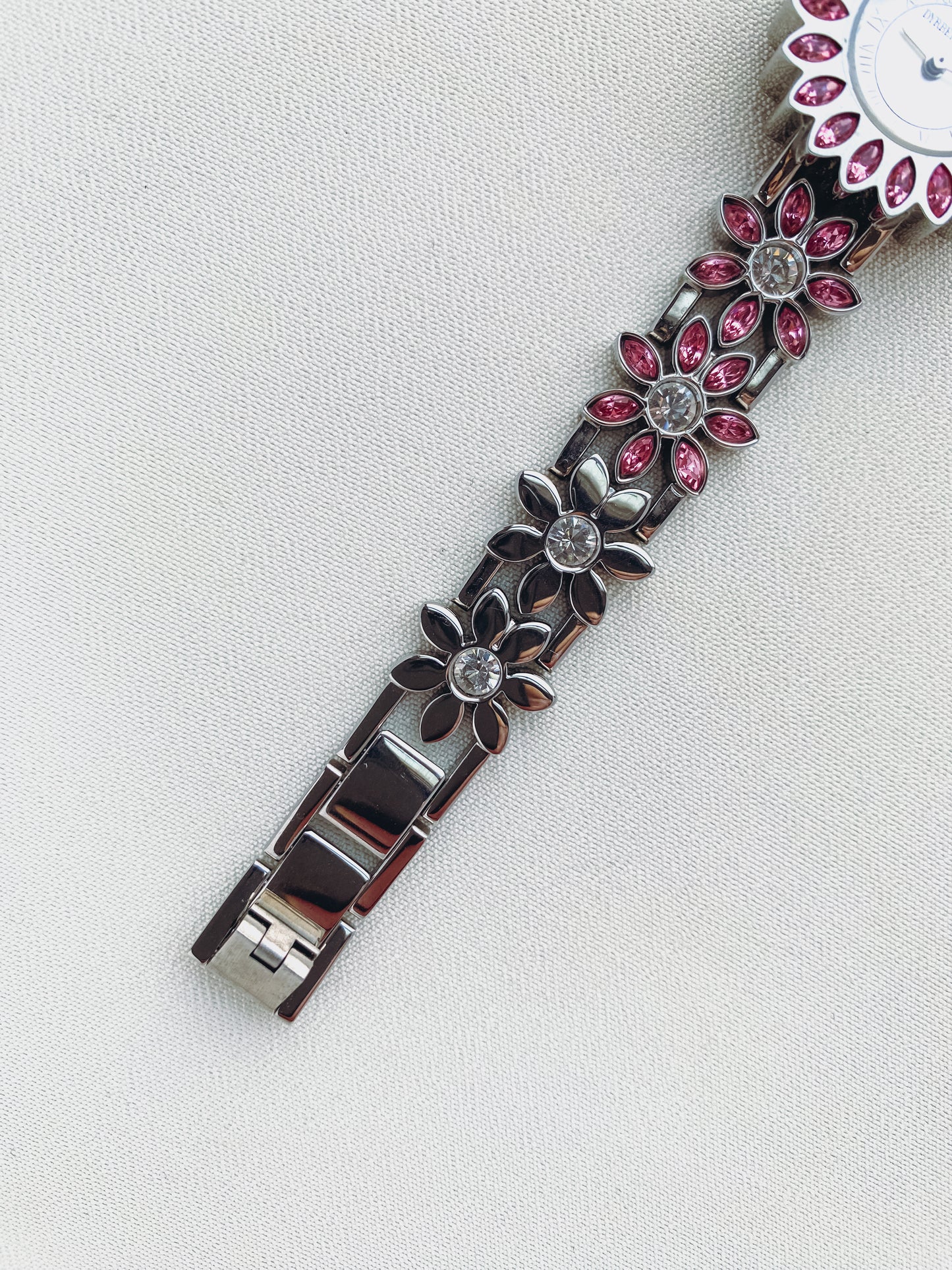 Silver - Pink Gemstone Watch