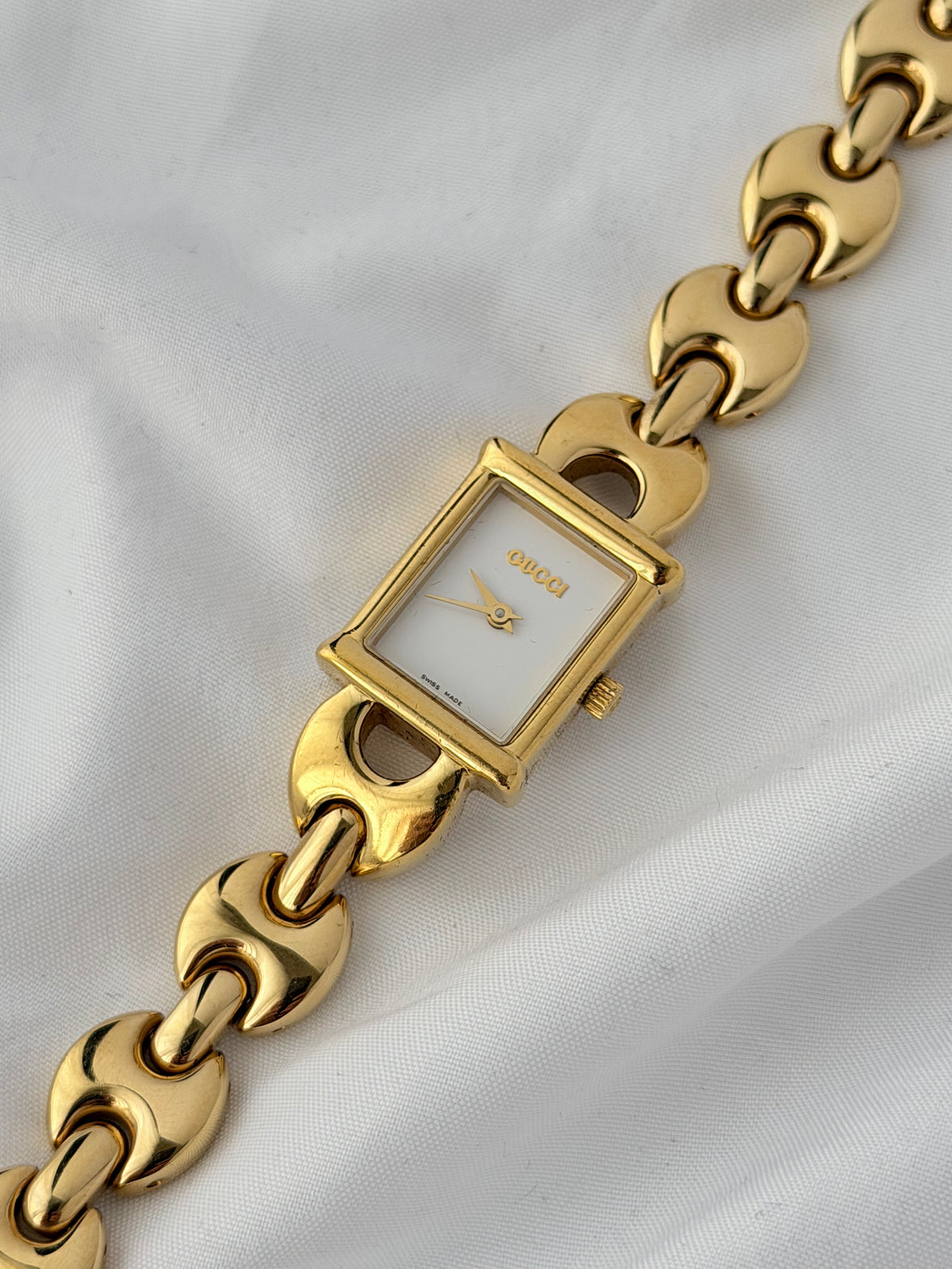Rare Gucci 1800L Watch Gold Plated Bracelet 2xLeather Straps
