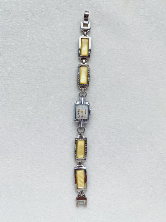Silver - Square Dial Yellow Panel Watch