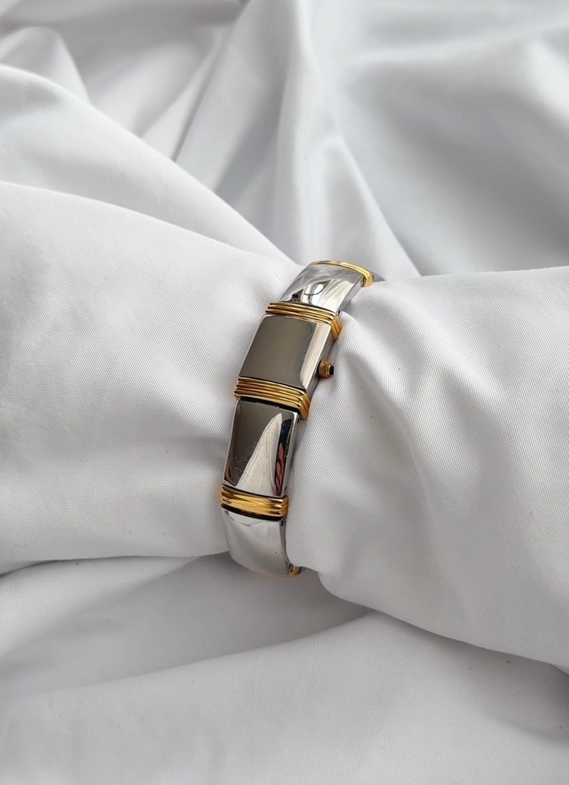 Silver & Gold - Vintage Hidden Dial Bracelet Watch (1990s)