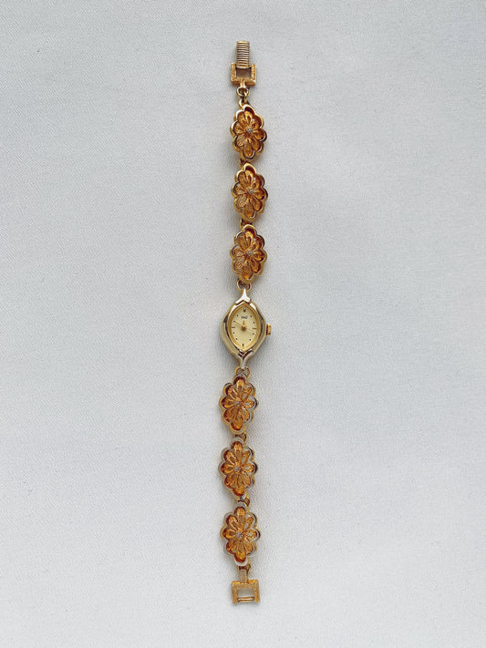 Gold - Floral Bracelet Watch