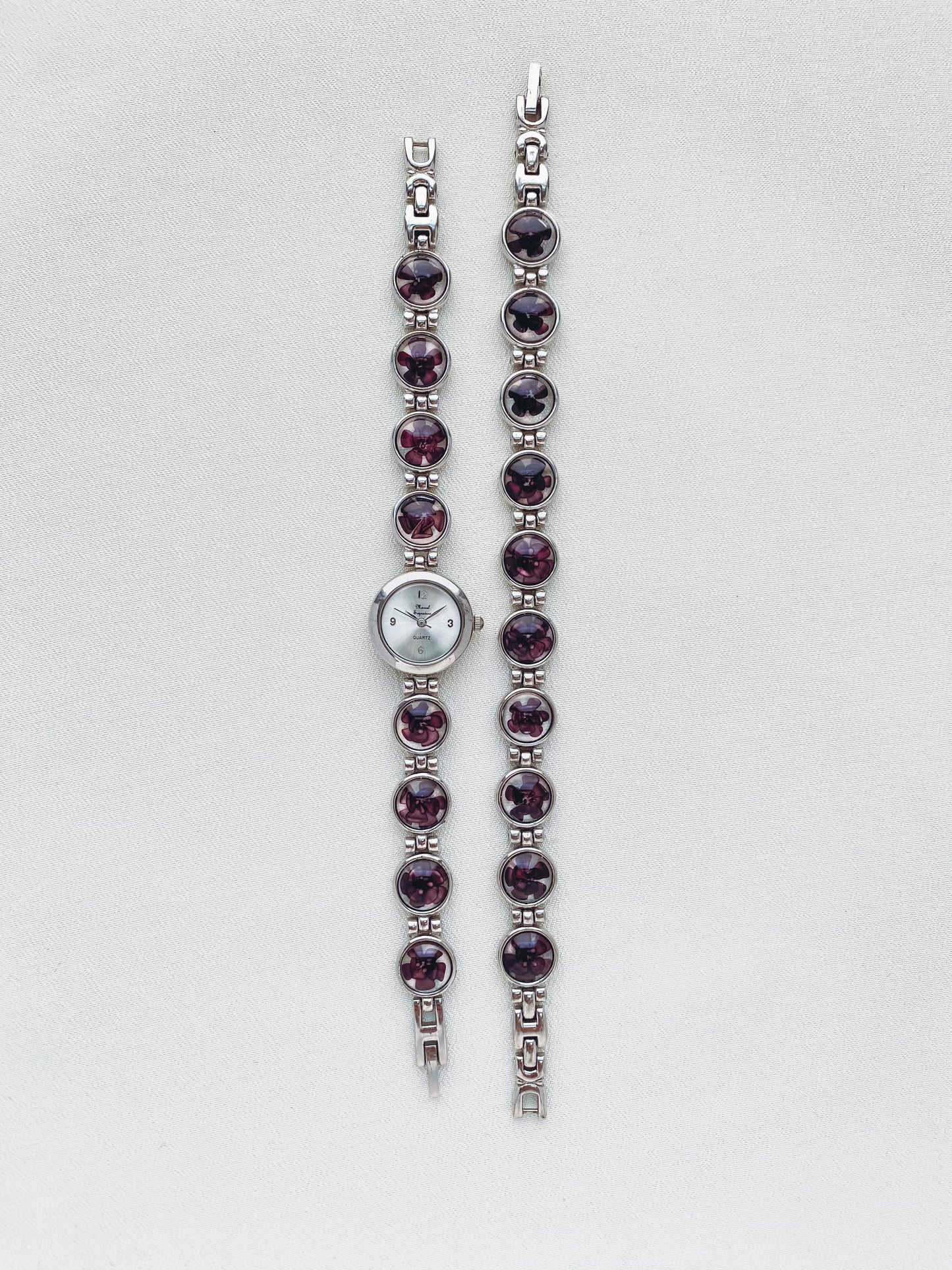 Silver - Floral Watch & Bracelet Set