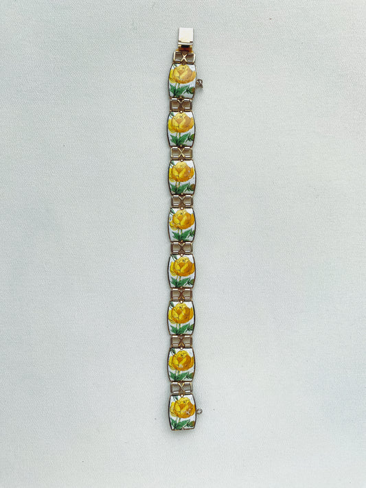 1970s Floral Porcelain Bracelet