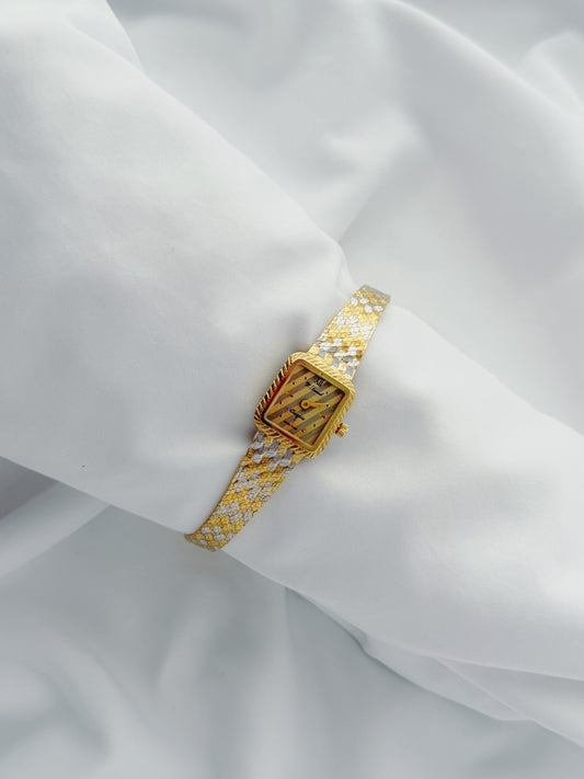 Gold - RARE 1970s Two-Tone Square Dial Cocktail Watch