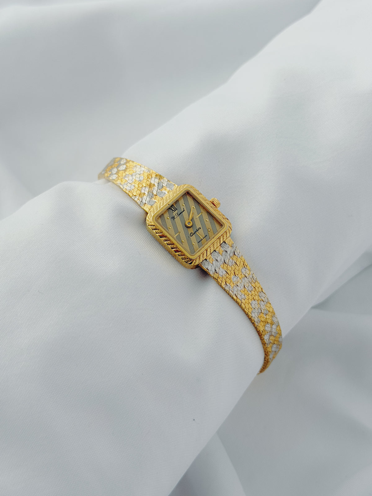 Gold - RARE 1970s Two-Tone Square Dial Cocktail Watch