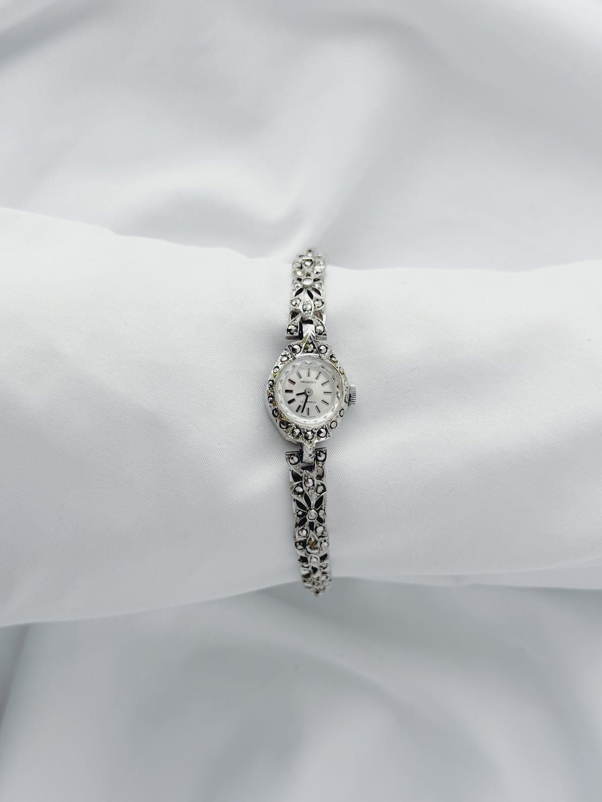 Silver - Art Deco 1940s Regency Marcasite Cocktail Watch
