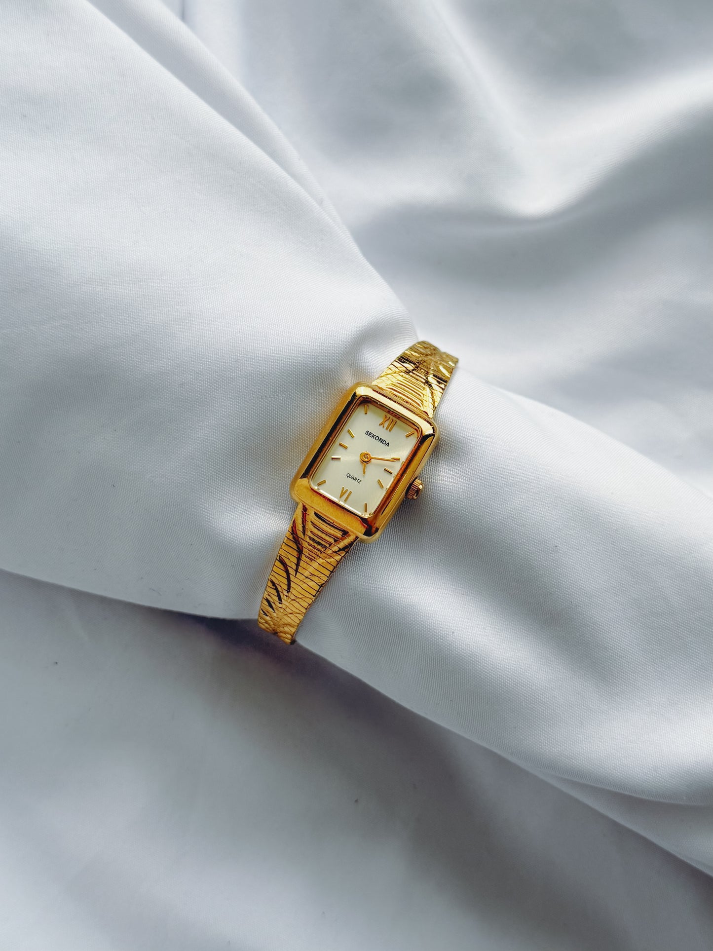 Gold - Chevron Rectangle Dial Watch