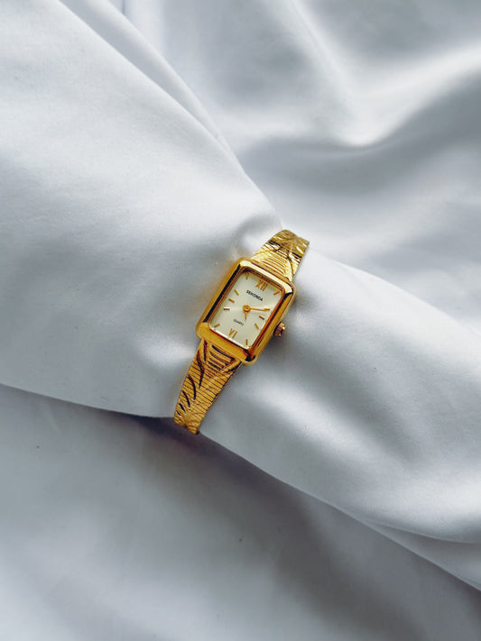 Gold - Chevron Rectangle Dial Watch