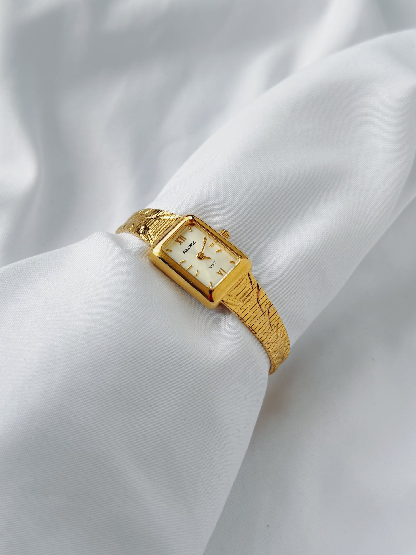 Gold - Chevron Rectangle Dial Watch