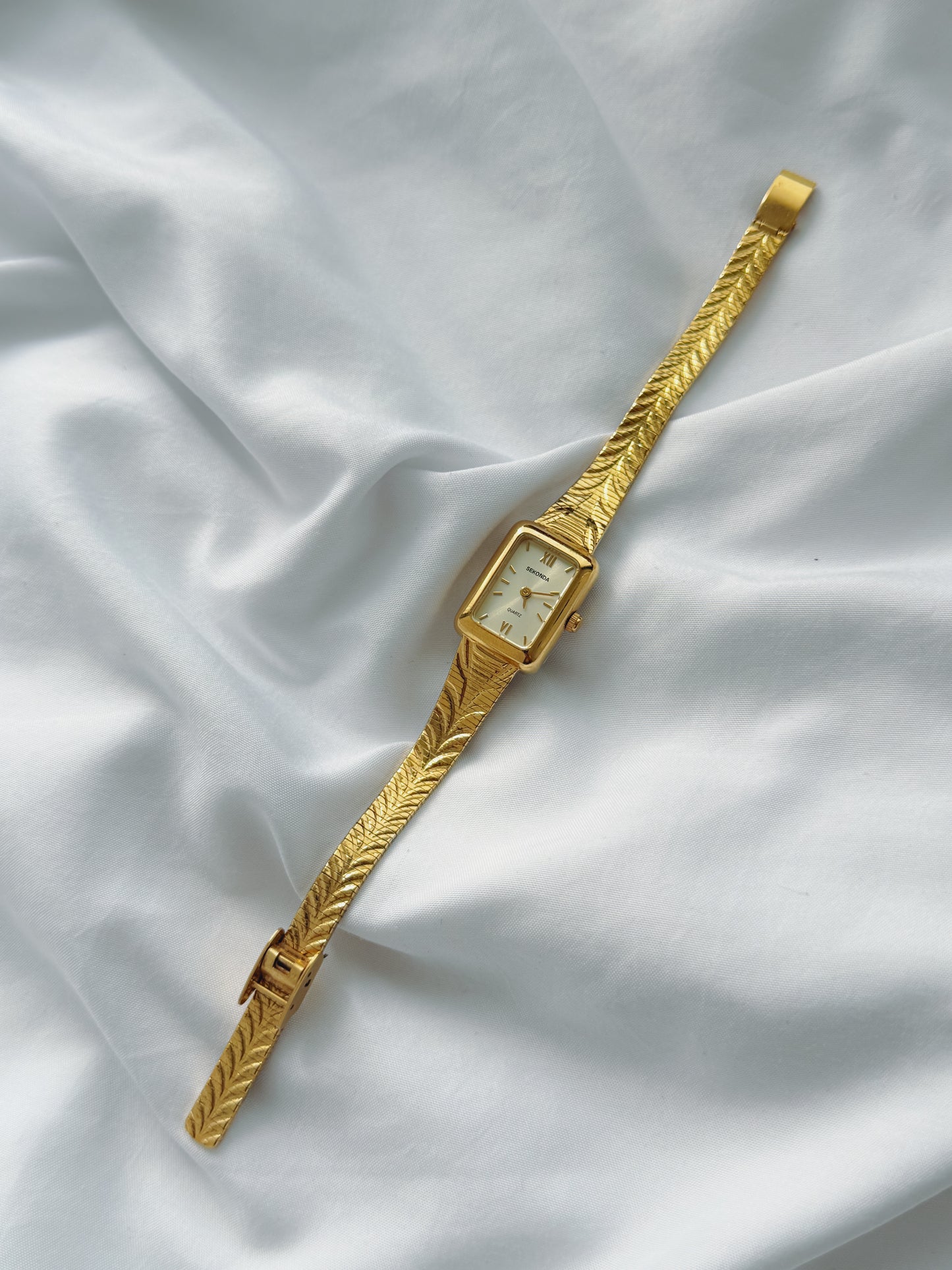 Gold - Chevron Rectangle Dial Watch