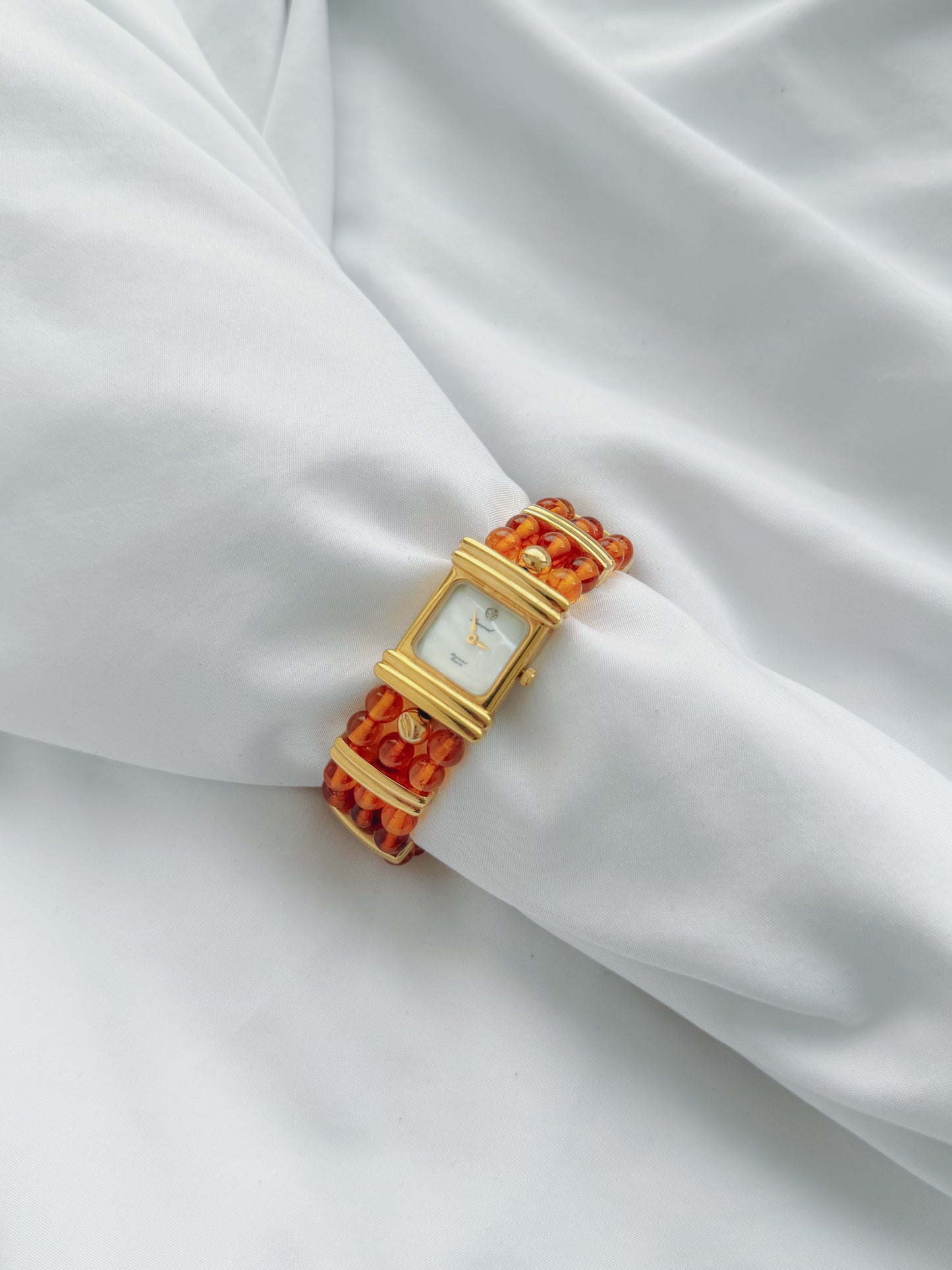 Gold - 1980s Amber Gemstone Watch