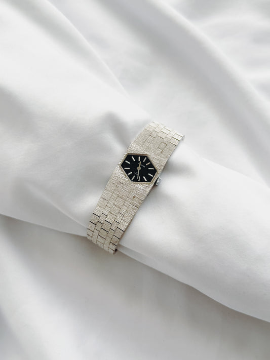 Silver - RARE Black Dial Tank Watch (1980s)