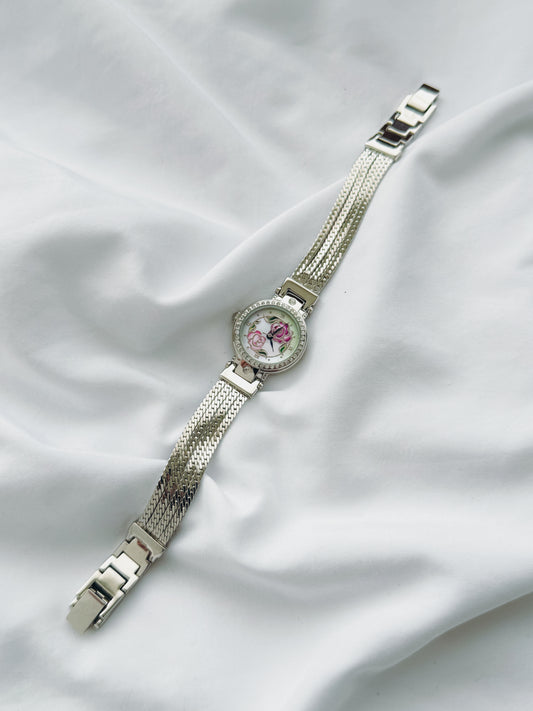 Silver - Marcel Drucker Floral Dial Watch