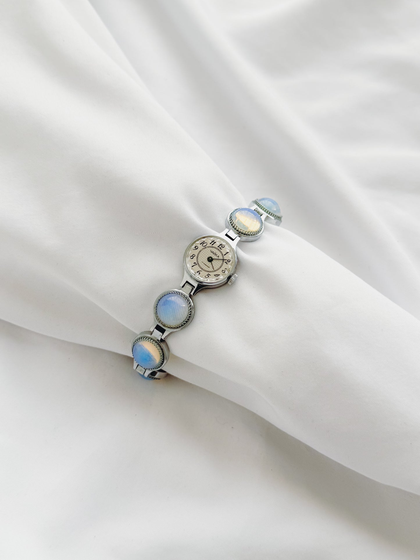 Silver - 1970s RARE Moonstone Watch