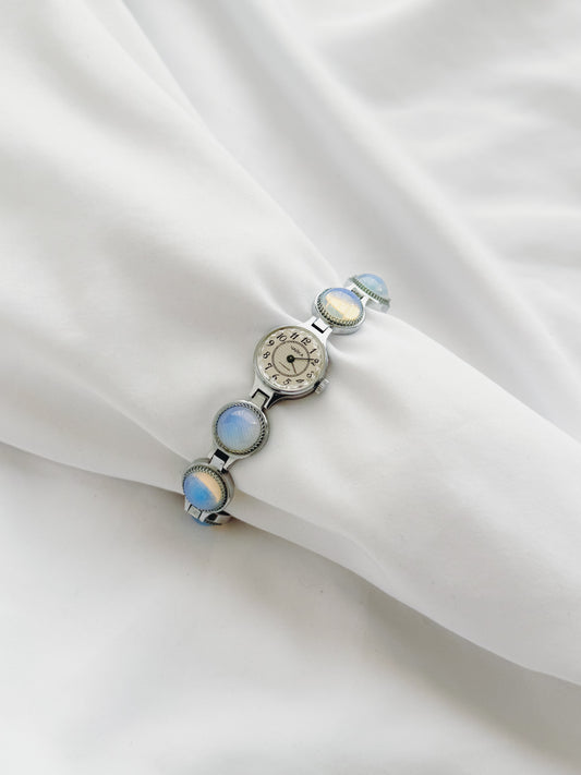 Silver - 1970s RARE Moonstone Watch