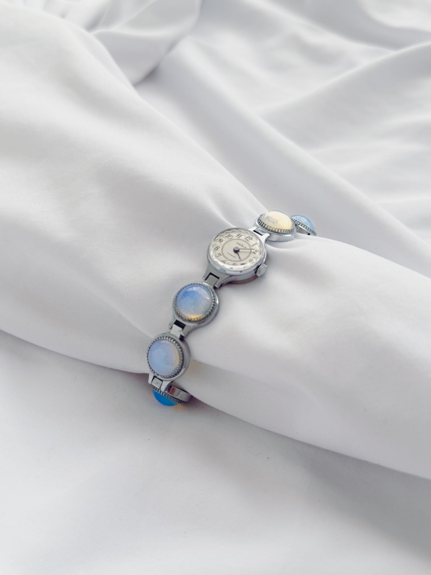 Silver - 1970s RARE Moonstone Watch
