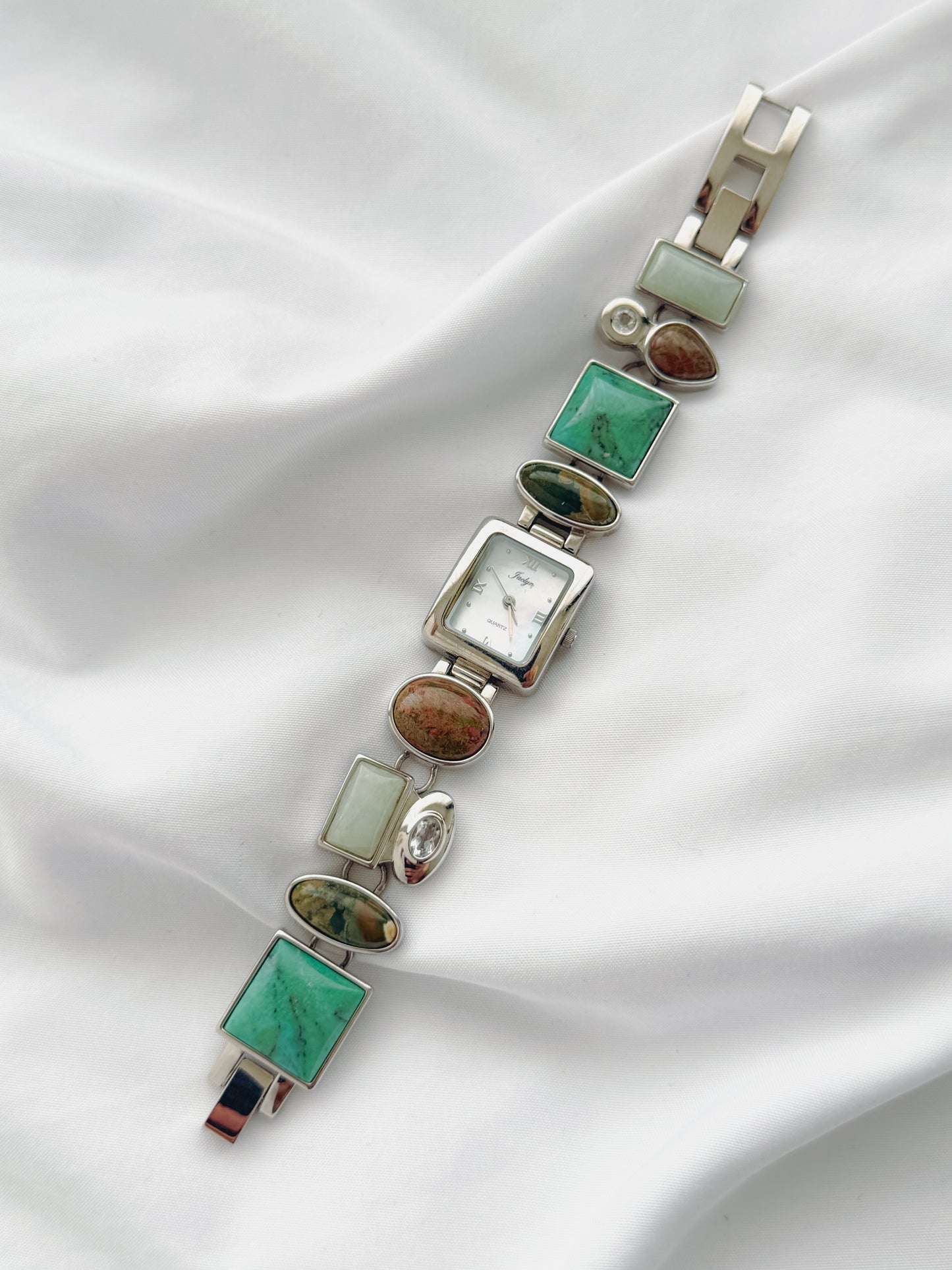 Silver - 1980s Gemstone Watch
