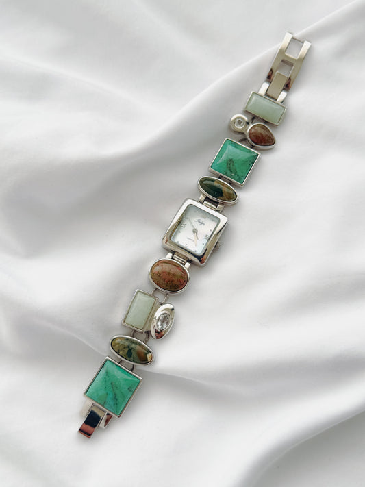 Silver - 1980s Gemstone Watch