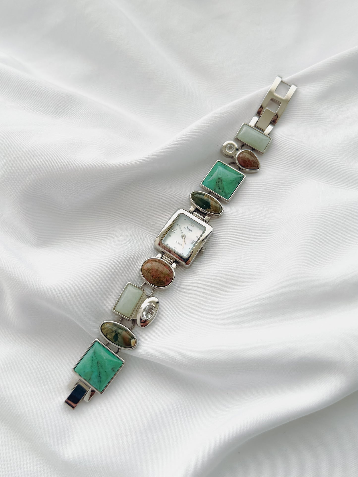 Silver - 1980s Gemstone Watch