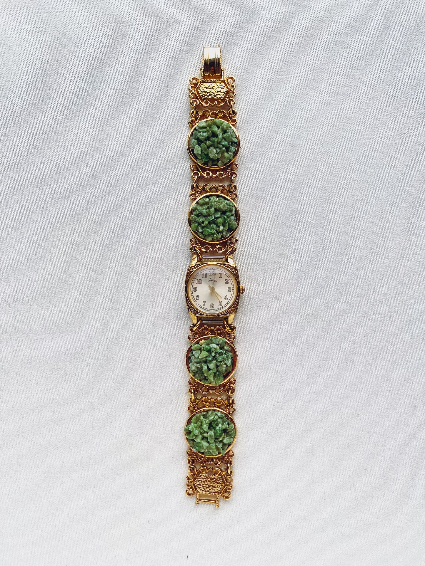 Gold - Green Jade Gemstone Watch