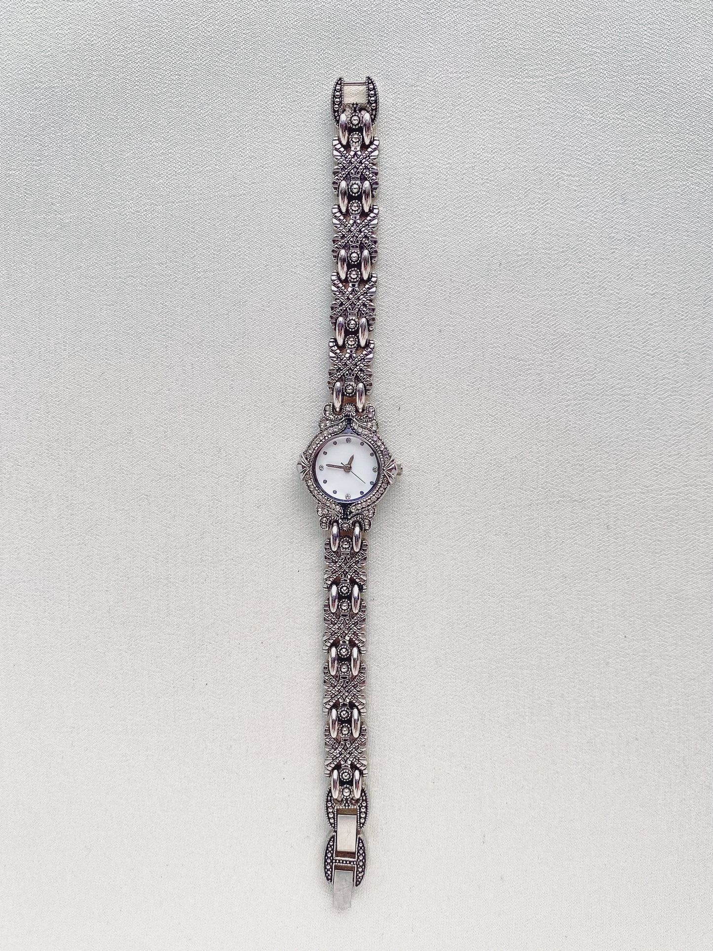 Silver Watch with Victorian-Style Links