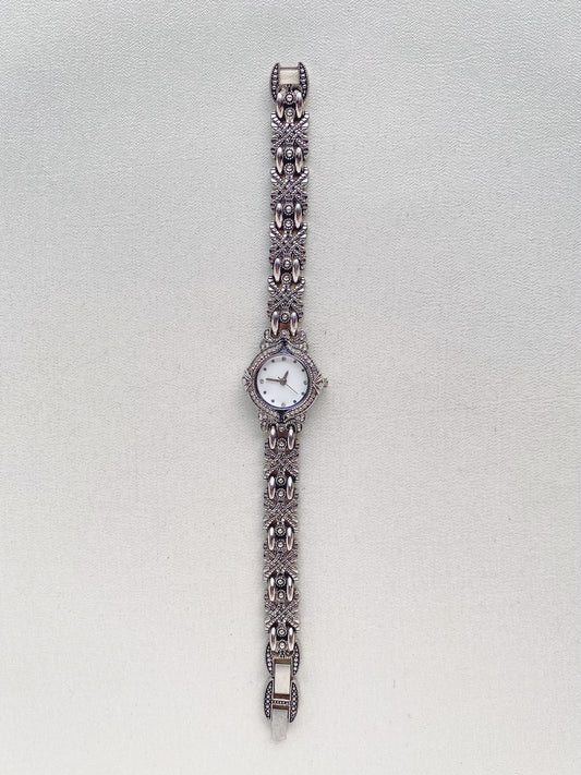 Silver Watch with Victorian-Style Links